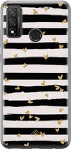 Huawei P Smart 2020 hoesje siliconen - Hart streepjes | Huawei P Smart (2020) case | zwart | TPU backcover transparant
