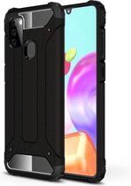 Armor Hybrid Back Cover - Samsung Galaxy A21s Hoesje - Zwart