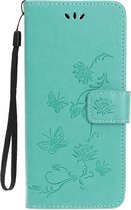 Shop4 - iPhone 12 Pro Hoesje - Wallet Case Vlinder Patroon Groen