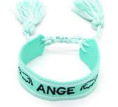 Dielay - Stoffen Armband Dames - Ange - Lengte Verstelbaar - Lichtblauw
