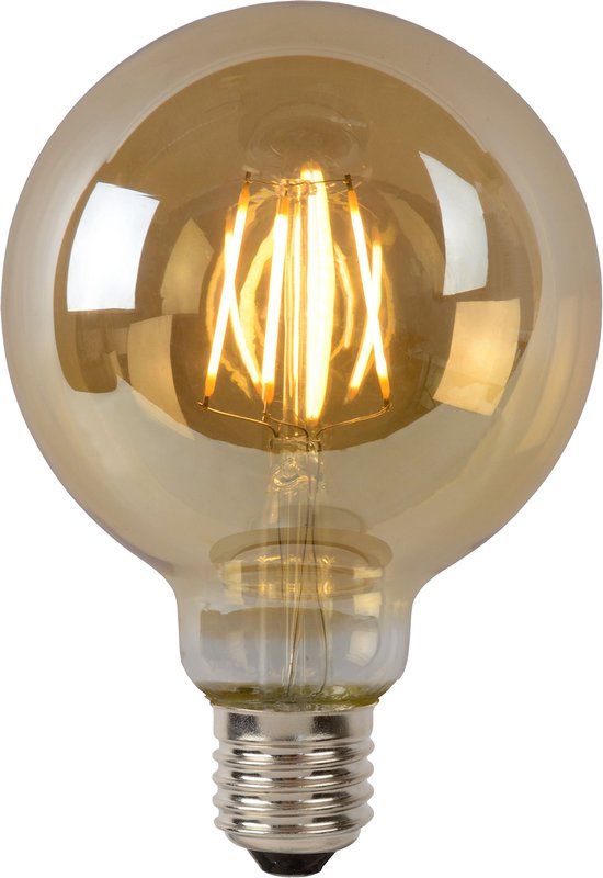Lucide LED BULB Filament lamp - Ø 9,5 cm - LED Dimb. - E27 - 1x5W 2700K - Amber