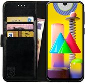 Rosso Element Book Case Wallet Hoesje Geschikt voor Samsung Galaxy M31 | Portemonnee | 3 Pasjes | Magneetsluiting | Stand Functie | Zwart