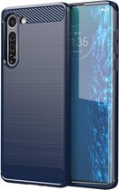 Motorola Edge Hoesje Geborsteld TPU Flexibel Blauw