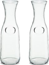 2x Glazen karaffen 1000 ml - Zeller - Keukenbenodigdheden - Tafel dekken - Koude dranken serveren - Karaffen/schenkkannen zonder dop