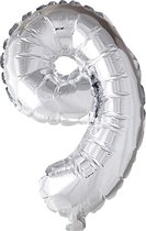 Creotime Folieballon Cijfer "9" 41 Cm Zilver