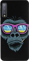 ADEL Siliconen Back Cover Softcase Hoesje Geschikt voor Samsung Galaxy A7 (2018) - Apen Gorilla Cartoon
