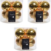 18x Gouden glazen kerstballen 8 cm - glans en mat - Glans/glanzende - Kerstboomversiering goud