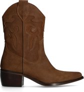 Manfield - Dames - Bruine suède cowboylaarzen - Maat 39
