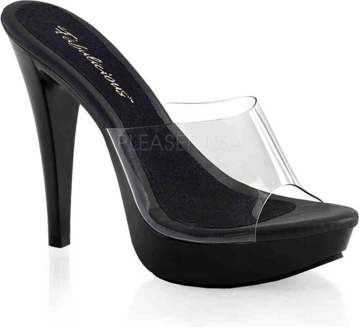 Fabulicious - COCKTAIL-501 Muiltjes met hak - US 6 - 36 Shoes - Zwart/Transparant