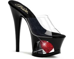 Pleaser - MOON701HRS Muiltjes - Paaldans schoenen - 40 Shoes - Zwart/Rood