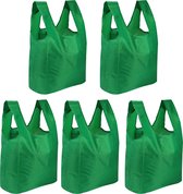 5 Stuks Herbruikbare boodschappentassen - Max 22 Kilo - Gemaakt van Ripstop-Polyester