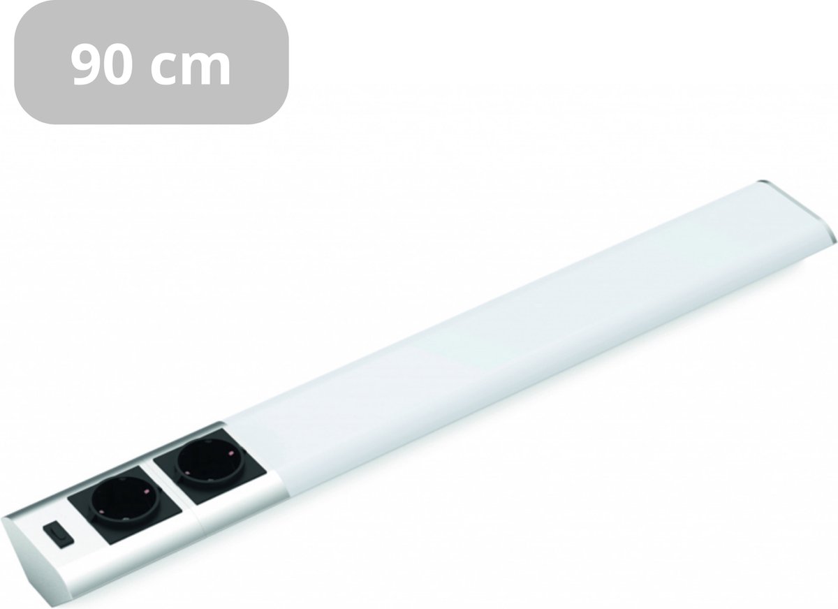 verschijnen credit Indirect LED onderbouwlamp 90 cm met 2 stopcontacten - Keukenlamp onderbouw - Zilver  | bol.com