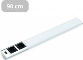 LED Onderbouwlamp 90 cm met 2 stopcontacten - Keukenlamp Onderbouw - Zilver