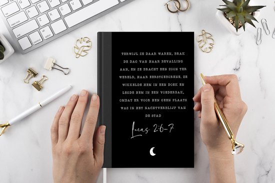 Carnet de notes - Cahier d'écriture - Noël - Citations - Lucas 2:6-7 - Religion - Proverbes - Carnet de notes - Format A5 - Bloc-notes - Cadeaux Sinterklaas - Distribution de cadeaux pour enfants - Cadeaux chaussures - Petits cadeaux