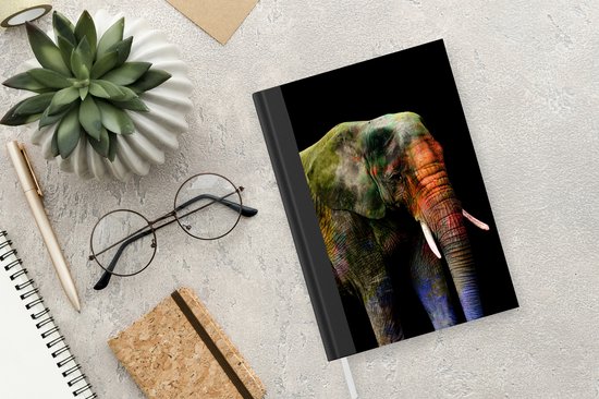 Carnet - Carnet d'écriture - Éléphant - Peinture - Zwart - Carnet - Format A5 - Bloc-notes