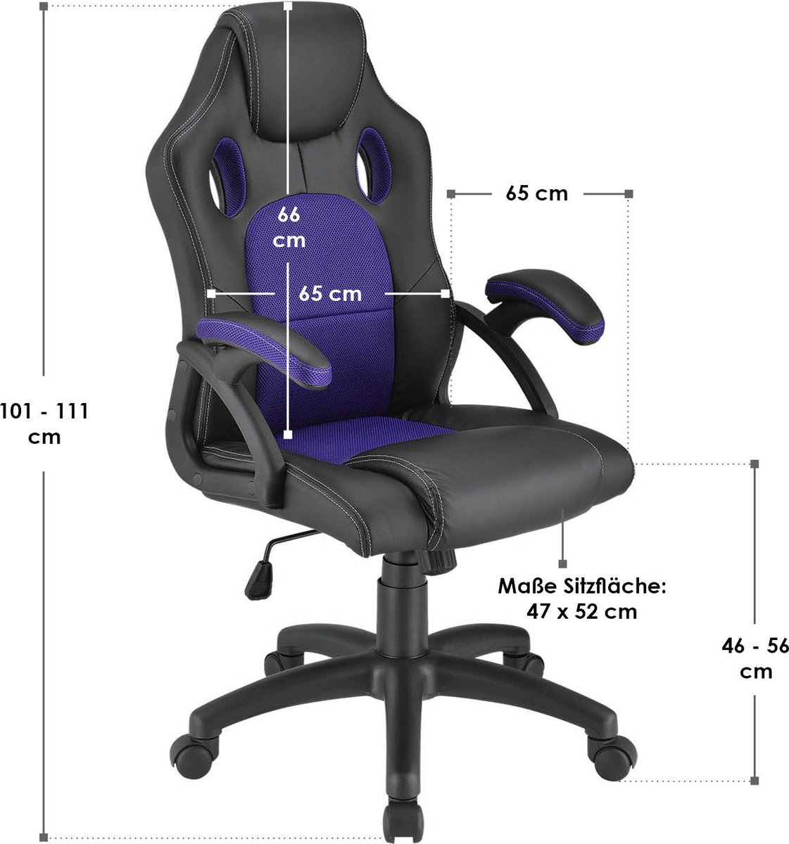 Bureaustoel Montreal Gamingstoel Violet - afbeelding 3