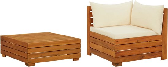 vidaXL Ensemble de salon 2 pièces avec coussins en vidaXL massif