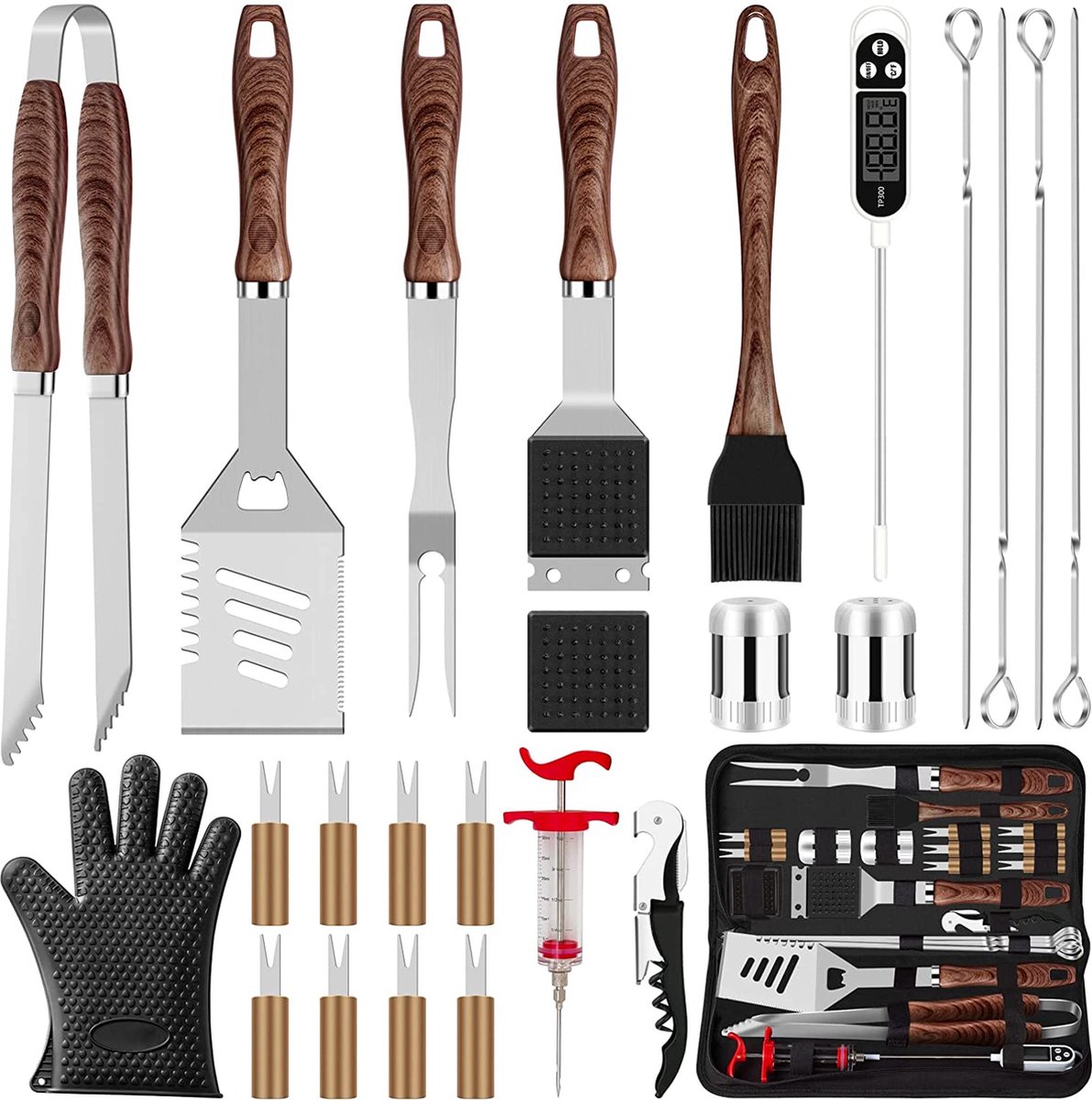 Grillset - Luxe BBQ Gereedschap Accessoires-set – duurzaam - RVS