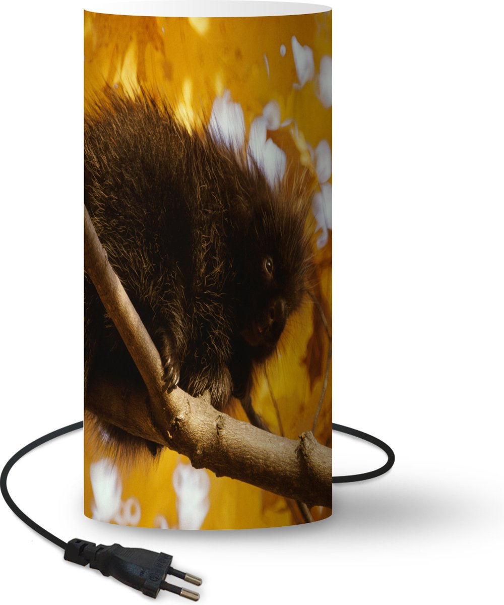 Lamp - Nachtlampje - Tafellamp slaapkamer - Stekelvarken voor gele bladeren - 33 cm hoog - Ø15.9 cm - Inclusief LED lamp