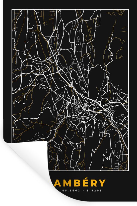 Stickers Stickers muraux - Plan de ville - France - Carte - Chambéry - Carte - 60x90 cm - Film adhésif