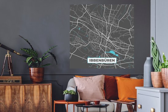 Stickers muraux - Plan de la ville - Carte - Allemagne - Blauw - Ibbenbüren - Carte - 100x100 cm - Feuille adhésive XXL