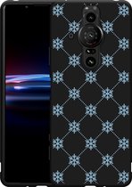 Sony Xperia Pro-I Hoesje Zwart Snowflake Pattern Designed by Cazy