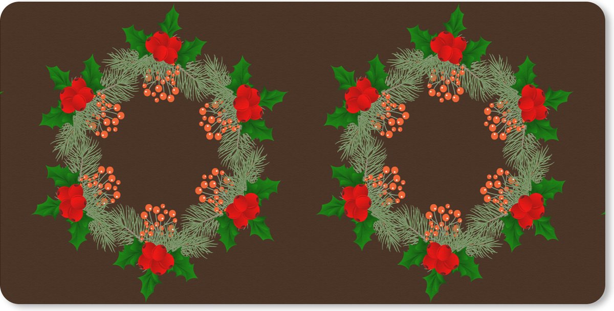 Muismat XXL 90x45 cm - Bureau onderlegger - Bureau mat Kerstkrans - Hulst - Patronen - Bureaumat - Gaming mousepad xl - Bureaulegger groot - Computer deskmat - Kerst - Cadeau - Kerstcadeau voor mannen en voor vrouwen