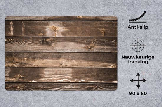 Tapis de souris XXL - Sous-main - Tapis de bureau - Bois - Vintage - Naturel - 90x60 cm - Tapis de souris XXL