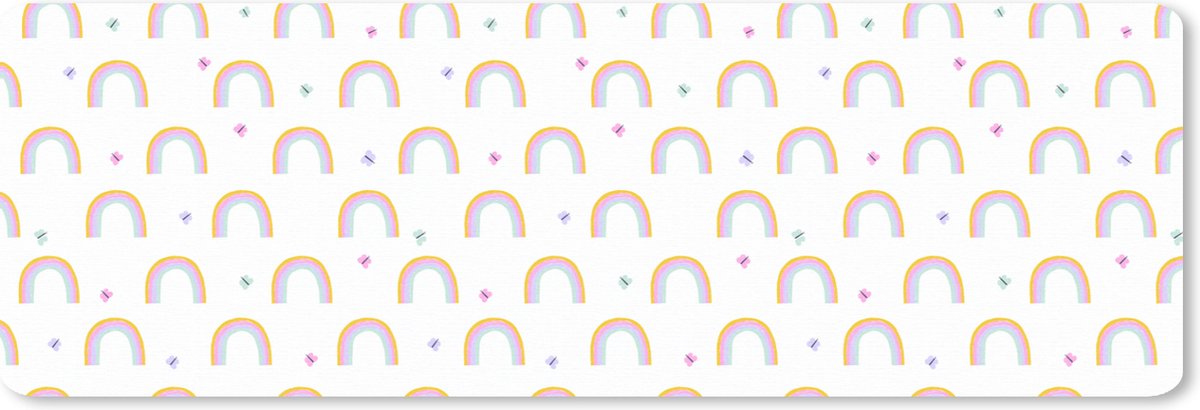 Muismat XXL 90x30 cm - Bureau onderlegger - Bureau mat Regenboog - Vlinder - Baby - Bureaumat - Gaming mousepad xl - Bureaulegger groot - Computer deskmat