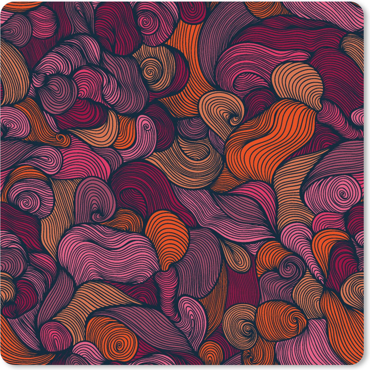 Muismat XXL 40x40 cm - Bureau onderlegger - Bureau mat Patroon - Line art - Art nouveau - Bureaumat - Gaming mousepad xl - Bureaulegger groot - Computer deskmat