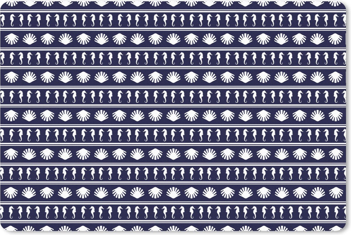 Muismat XXL 120x80 cm - Bureau onderlegger - Bureau mat Patronen - Zee - Schelpen - Zeepaardje - Bureaumat - Gaming mousepad xl - Bureaulegger groot - Computer deskmat