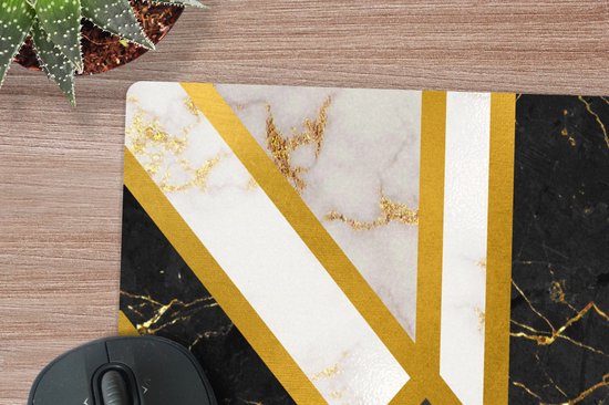 Tapis de souris XXL - Sous-main - Tapis de bureau - Marbre - Or - Luxe - 80x60 cm - Tapis de souris XXL