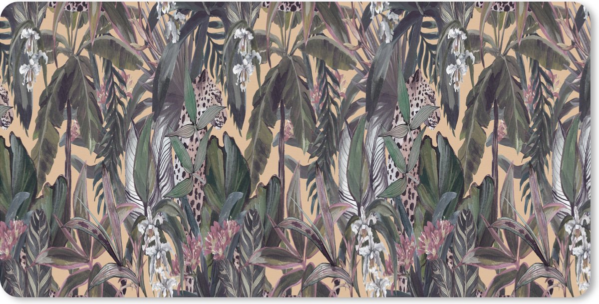 Muismat XXL 100x50 cm - Bureau onderlegger - Bureau mat Vintage - Jungle - Bladeren - Panter - Patronen - Bureaumat - Gaming mousepad xl - Bureaulegger groot - Computer deskmat