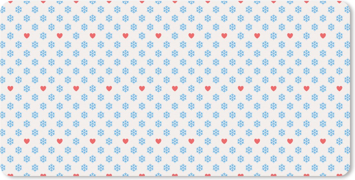 Muismat XXL 90x45 cm - Bureau onderlegger - Bureau mat Sneeuwvlok - Hart - Winter - Patronen - Bureaumat - Gaming mousepad xl - Bureaulegger groot - Computer deskmat - Kerst - Cadeau - Kerstcadeau voor mannen en voor vrouwen