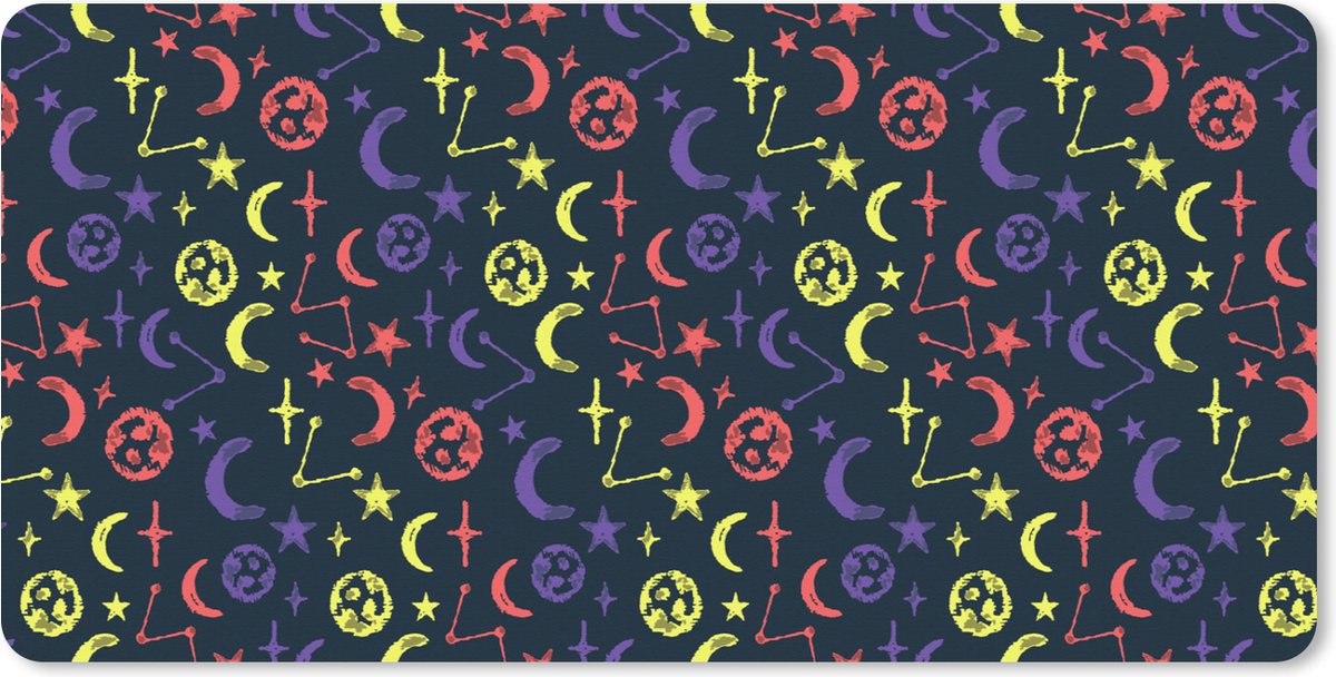 Muismat XXL 80x40 cm - Bureau onderlegger - Bureau mat Sterren - Planeten - Design - Bureaumat - Gaming mousepad xl - Bureaulegger groot - Computer deskmat
