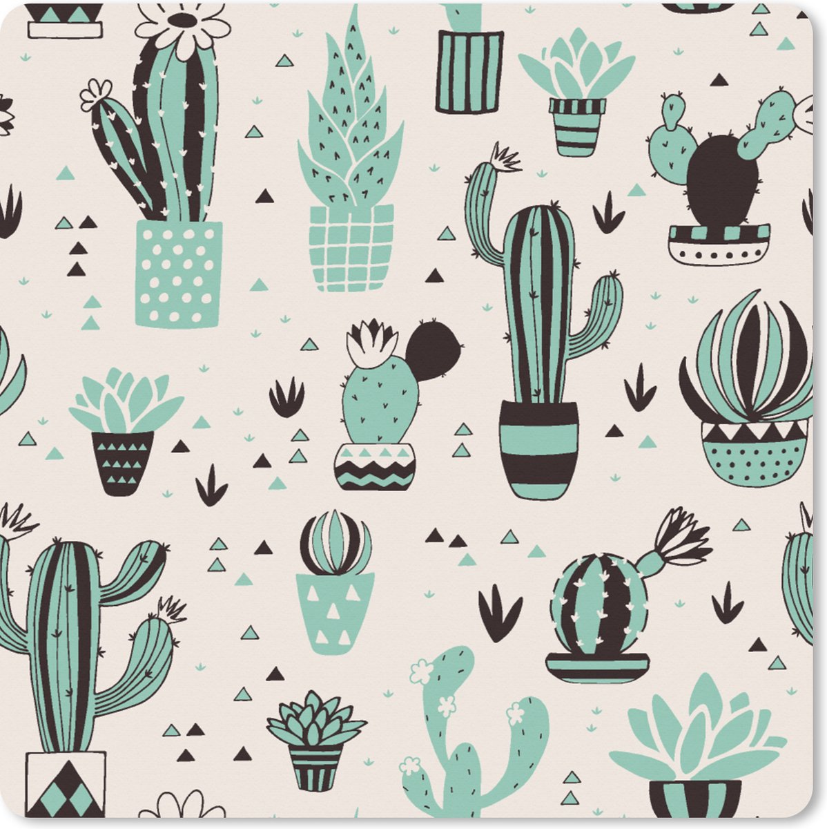 Muismat XXL 40x40 cm - Bureau onderlegger - Bureau mat Patroon - Cactus - Pot - Bureaumat - Gaming mousepad xl - Bureaulegger groot - Computer deskmat