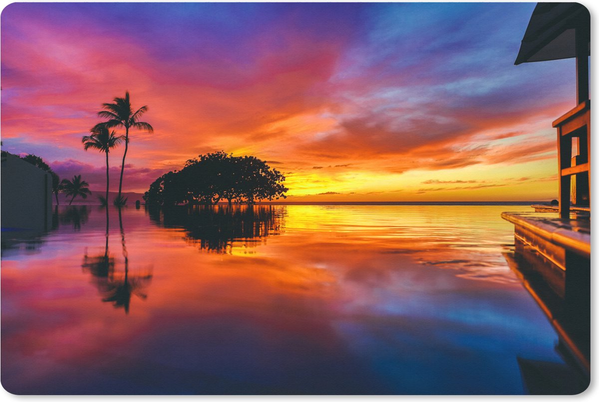 Muismat XXL 120x80 cm - Bureau onderlegger - Bureau mat Een kleurrijke zonsondergang bij Wailea Beach op het Amerikaanse Hawaii - Bureaumat - Gaming mousepad xl - Bureaulegger groot - Computer deskmat