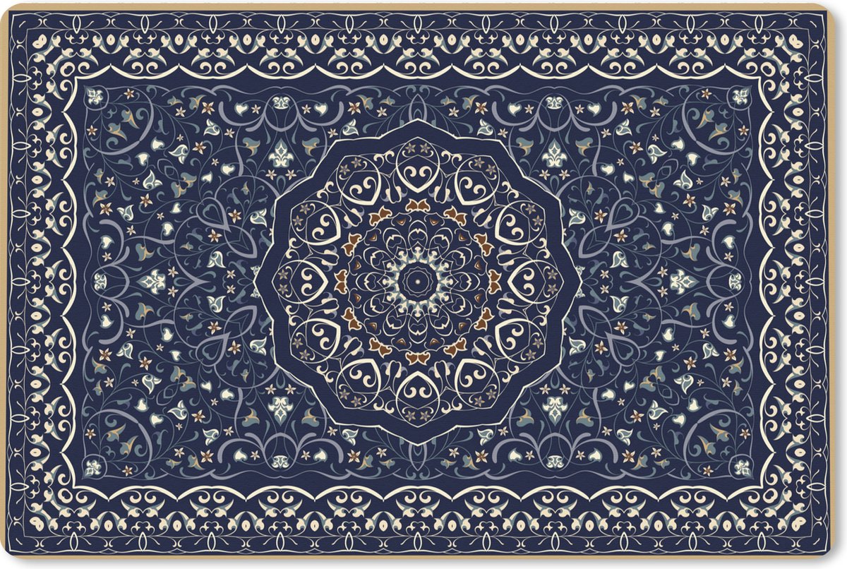 Muismat XXL 90x60 cm - Bureau onderlegger - Bureau mat Perzisch Tapijt - Mandala - Vloerkleed - Blauw - Bureaumat - Gaming mousepad xl - Bureaulegger groot - Computer deskmat