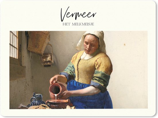 Muismat XXL 80x60 cm - Bureau onderlegger - Bureau mat Melkmeisje - Vermeer - Oude meesters - Bureaumat - Gaming mousepad xl - Bureaulegger groot - Computer deskmat