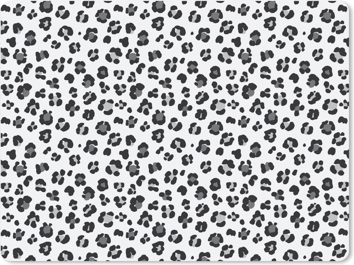 Muismat XXL 80x60 cm - Bureau onderlegger - Bureau mat Panterprint - Grijs - Zwart - Bureaumat - Gaming mousepad xl - Bureaulegger groot - Computer deskmat
