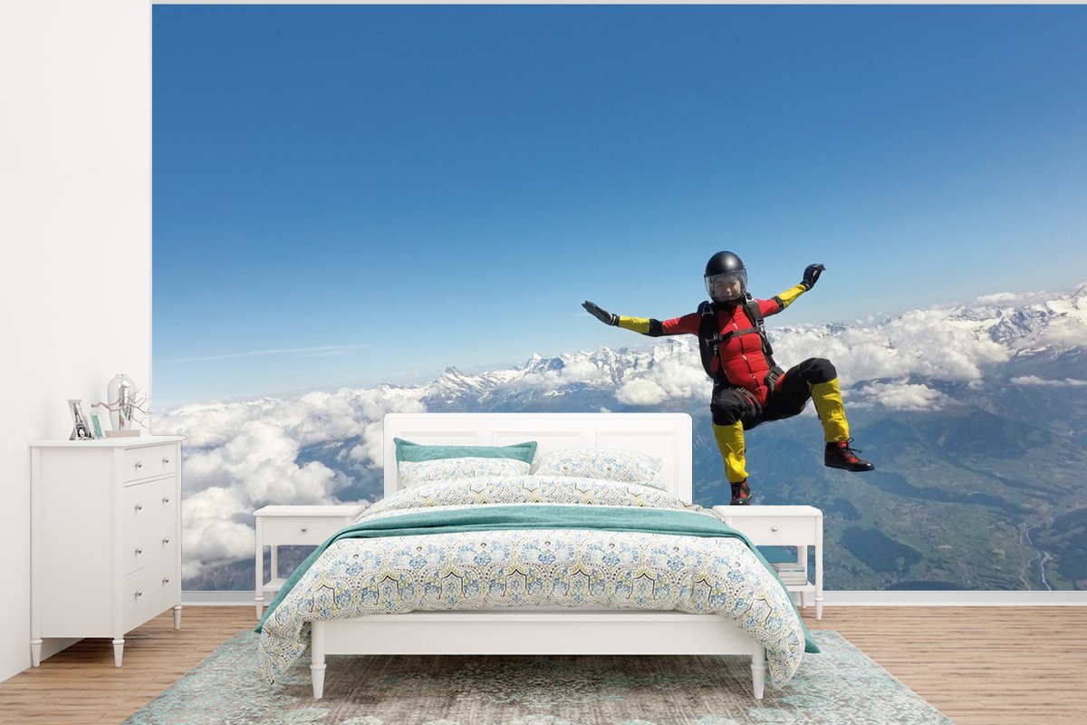 Behang - Fotobehang Zittende skydiver - Breedte 400 cm x hoogte 300 cm - Nr1Wallpaper