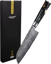 Shinrai Japan - Japans Santokumes 18 cm - Koksmes - Damascus Mes - Epoxy Onyx - Met Luxe Geschenkdoos
