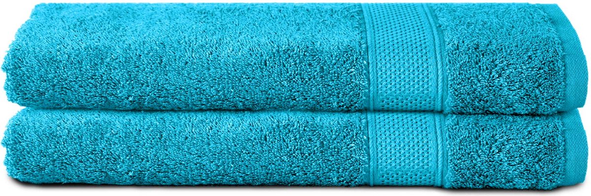 Komfortec 2x Handdoek 50x100 - 100% Katoen – Handdoekenset - Zacht - Turquoise