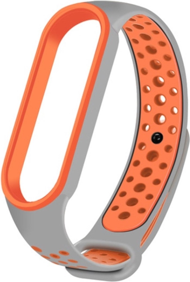 Siliconen bandje - geschikt voor Xiaomi Mi Band 5 / Mi Band 6 - grijs-oranje