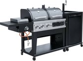 Barbecue combiné El Fuego 3 en 1 avec système de robinet - Cuisine extérieure - 146 kg - Grilles en fonte - Barbecue - Barbecue