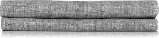 ZO! Home Lino katoen hoeslaken antraciet - lits-jumeaux (180x210/220) - rondom elastiek - prachtige uitstraling — afbeelding 2