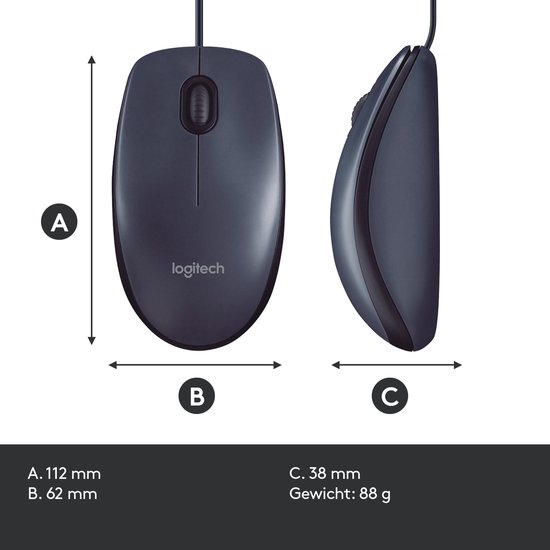 Logitech B100 - Muis - Zwart