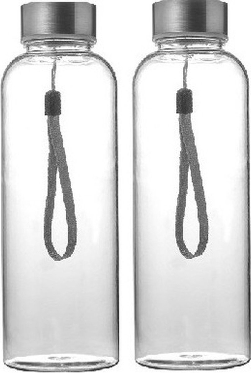 Lekvrije drinkfles/waterfles 500 ml transparant  2 stuks- bpa-vrij - bidon