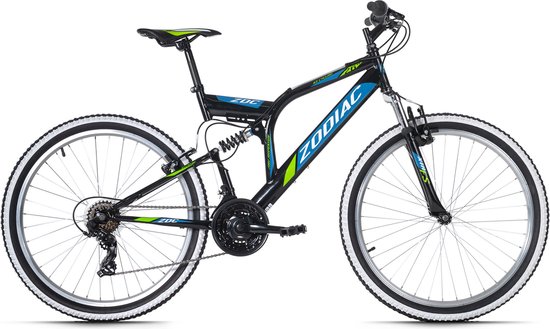 Ks Cycling Fiets 26 inch fully-mountainbike Zodiac met 21 versnellingen zwart-groen - 48 cm