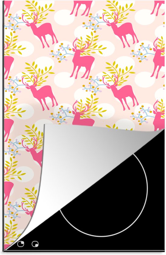KitchenYeah® Inductie beschermer 30x52 cm - Hert - Roze - Patronen - Kookplaataccessoires - Afdekplaat voor kookplaat - Inductiebeschermer - Inductiemat - Inductieplaat mat
